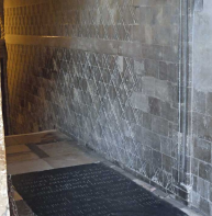 Hatched work – crypt entrance from Martyrdom, cathedral
