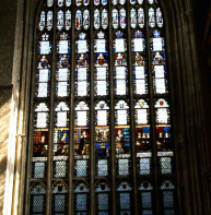 Perpendicular tracery in Royal window above Martyrdom