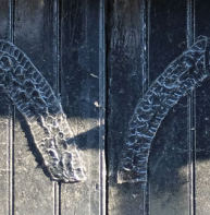 Two interesting examples of parchment weave side by side in All Saints Lane