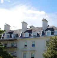 slate mansard roof overlooking  Dane John Gardens