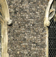Coursed and squared flint – choir house, cathedral precincts