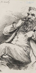 G A Henty (1832-1902) by Harry Furniss (pen and ink) © National Portrait Gallery