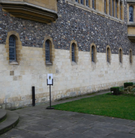 North east wall of Cathedral library - rebuilt 1955 after destruction in WW2