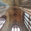 7  modern fan vaulting (1830s) in the north west tower - with central pendant
