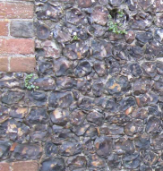 partly coursed flintwork on Tower House