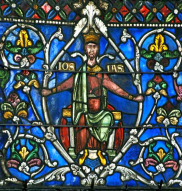 Josias grasps vesica-style branches which spring from 'stem of Jesse'