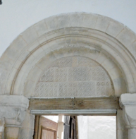 Roll moulding on the tympanum of St Stephen's church