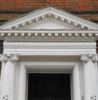 Full pediment over front door to Westgate House, St Dunstan's