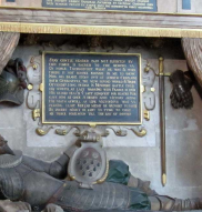 Strapwork surrounding memorial text to Thomas Thornhurst (d 1627), cathedral