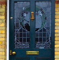 Front doors with coloured glass panels 