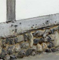 Timber ground beam on stone foundation – Ivy Lane