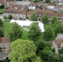 1  view of Green Court from Bell Harry tower - tent for King's week