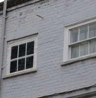Blind window – Burgate with trompe l'oeil (left), pre 2011