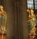 3  detail of wooden statues by the pulpit steps