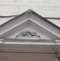 Pediment within a pediment, inner pediment shows scrolls, St Dunstan's