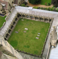 cloister seen from the top of Bell Harry tower