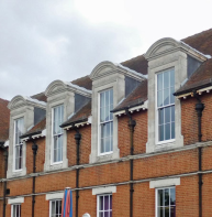 Portland stone – windows, St John's Primary school, near Sainsburys at Kingsmead